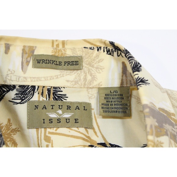 Natural Issue Mens Size L Button Up Hawaiian Short Sleeve Aloha Shirt Palm Trees - Picture 3 of 8